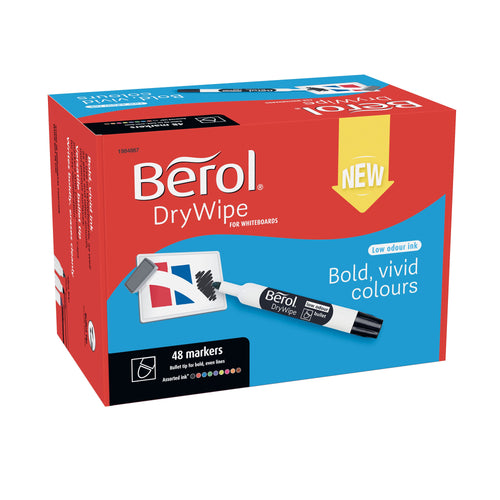 Berol Drywipe Marker Bullet Tip Assorted – (Pack of 48)