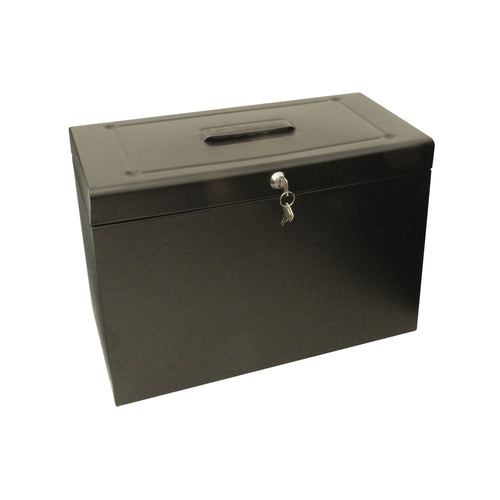 Cathedral Metal File Box Home Office Foolscap Black Hobk