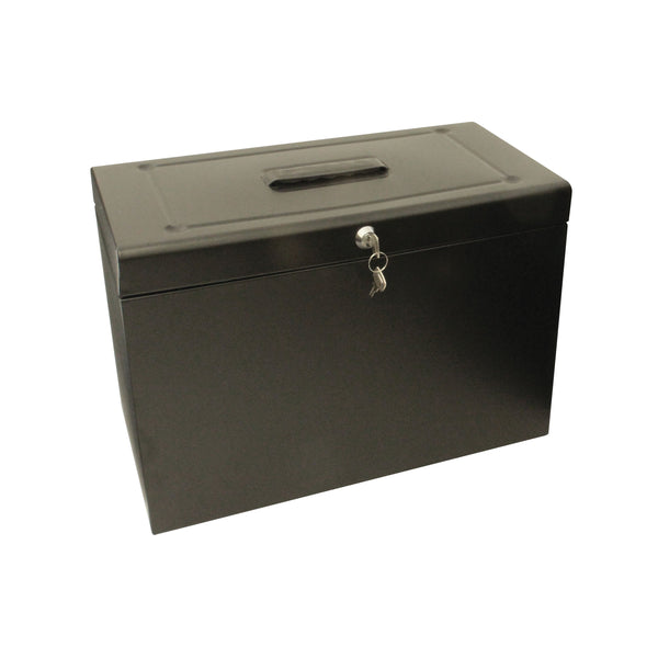 Cathedral Metal File Box Home Office Foolscap Black Hobk