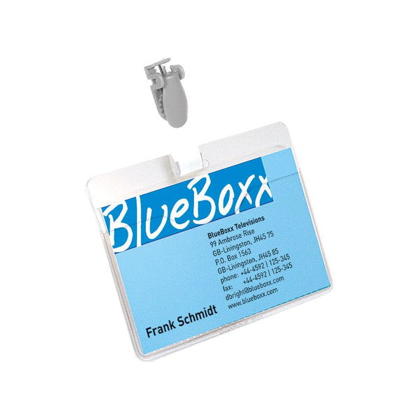 Durable Visitor Badge With Rotating Clip Strap 60x90mm Clear (pack Of 25) 8147/19