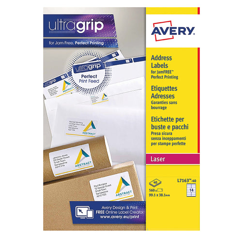 Avery Ultragrip Laser Labels 99.1x38.1mm White – (Pack of 560)