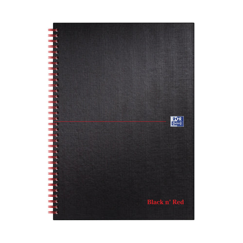 Black N Red Wirebound Ruled Hardback Notebook 140 Pages A4 – (Pack of 5)