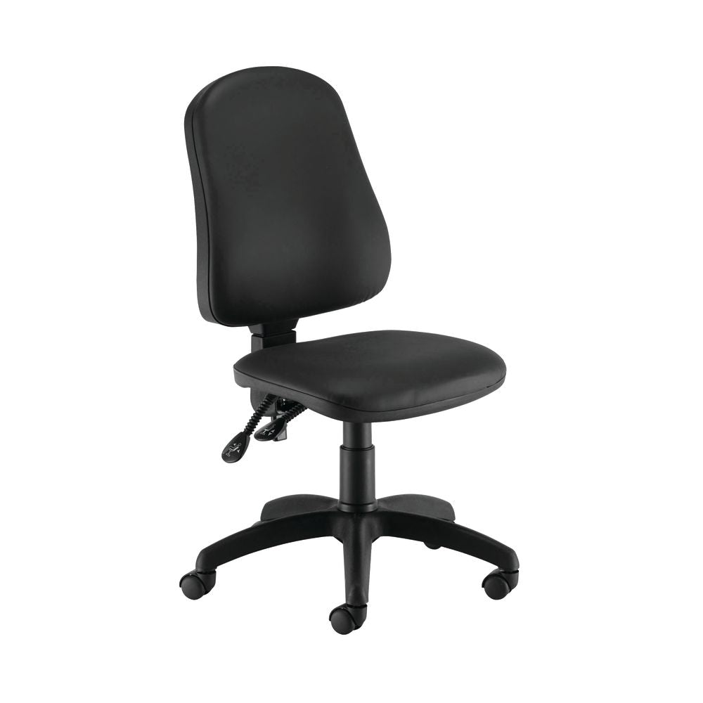 First Calypso Operator Chair 640x640x985-1175mm 2 Lever Leather Look Black Kf90959