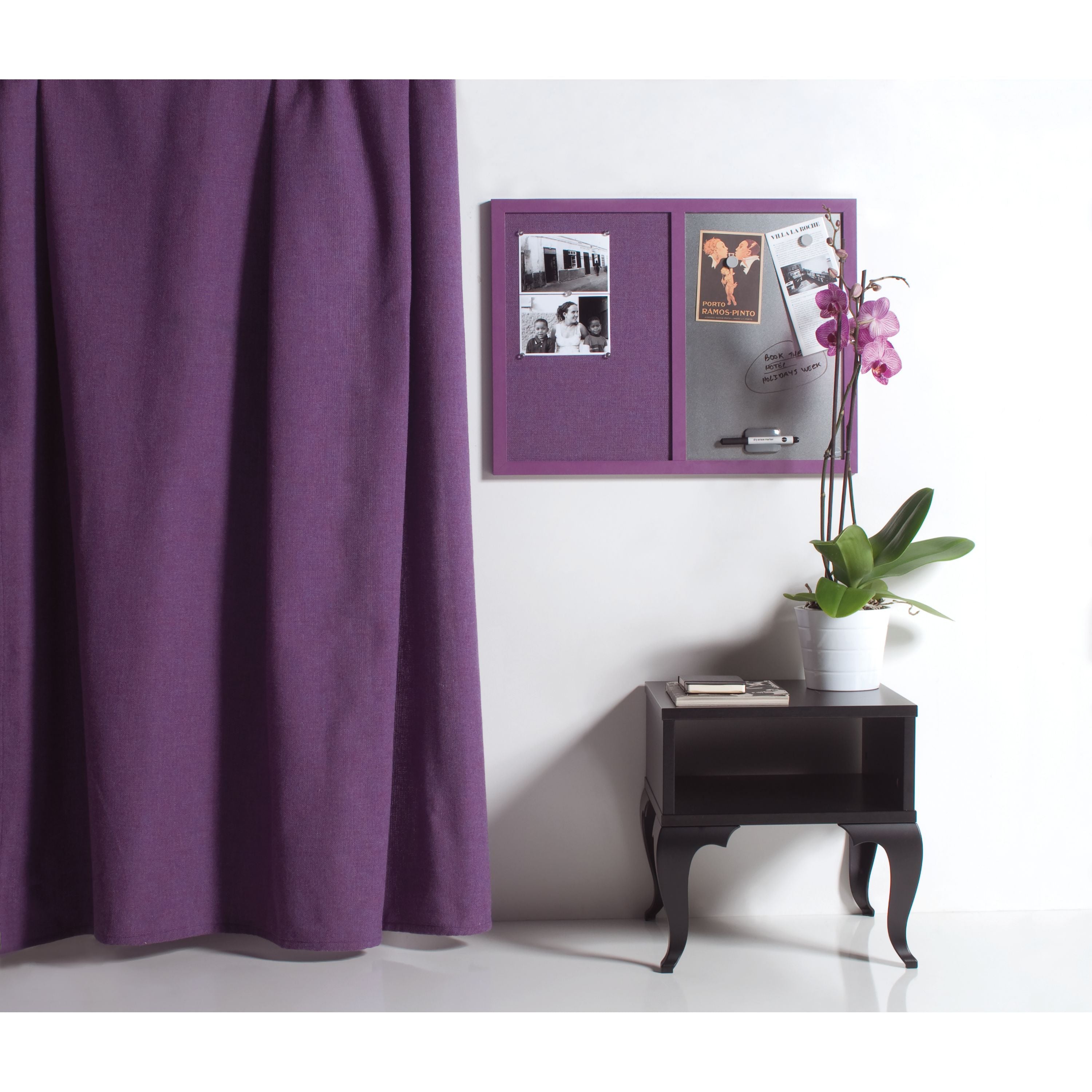 Bi-office Essentials Fabric Silver Finish Board Purple Frame 60x45cm Mx04330418