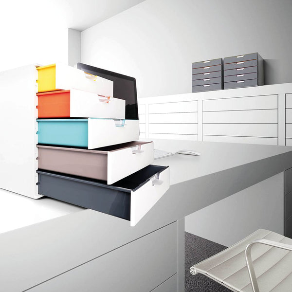 Durable Varicolor Desktop Organiser 5 Drawer Colour Coded Modular Storage A4 762527