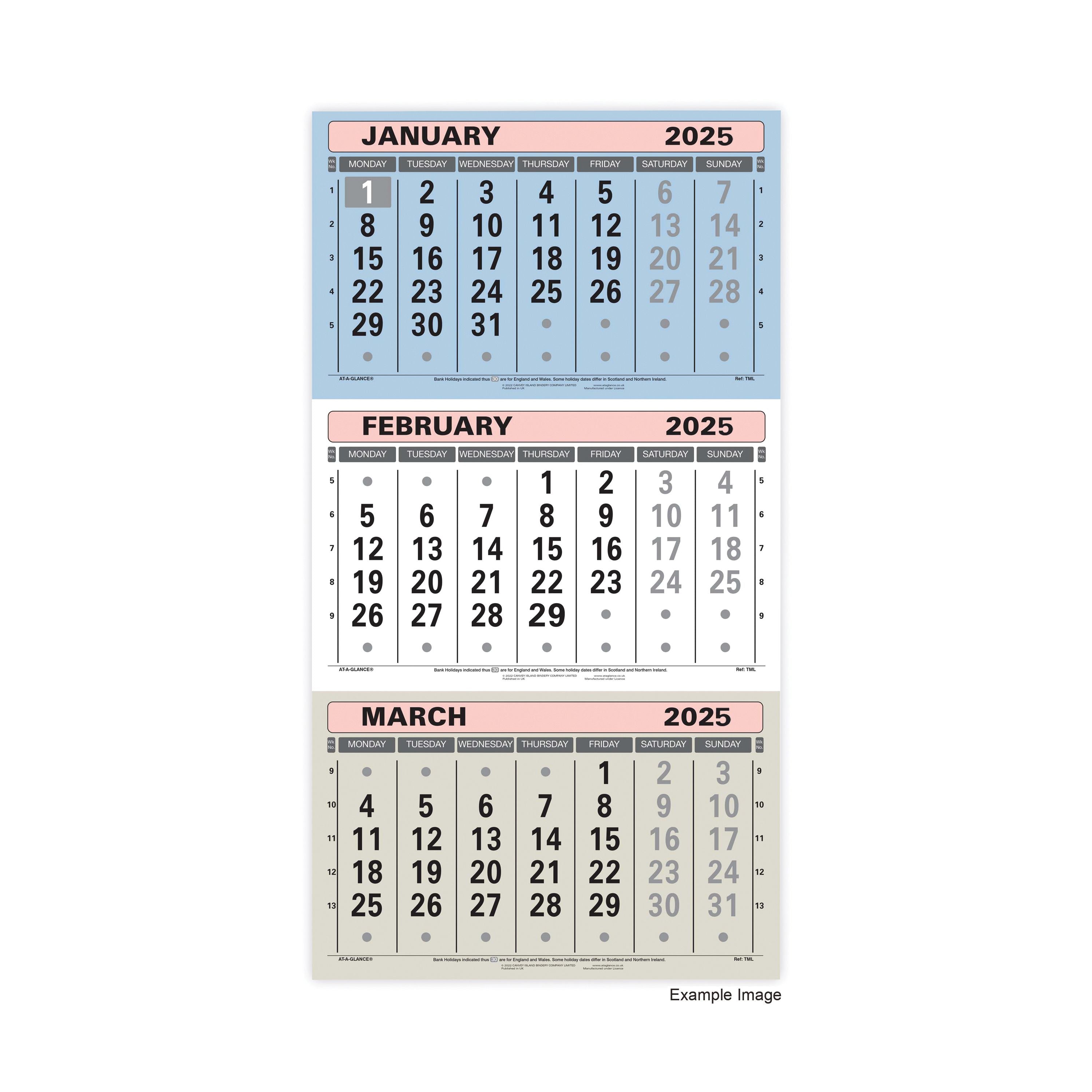 At-a-glance 3 Monthly Calendar 2025 Tml25