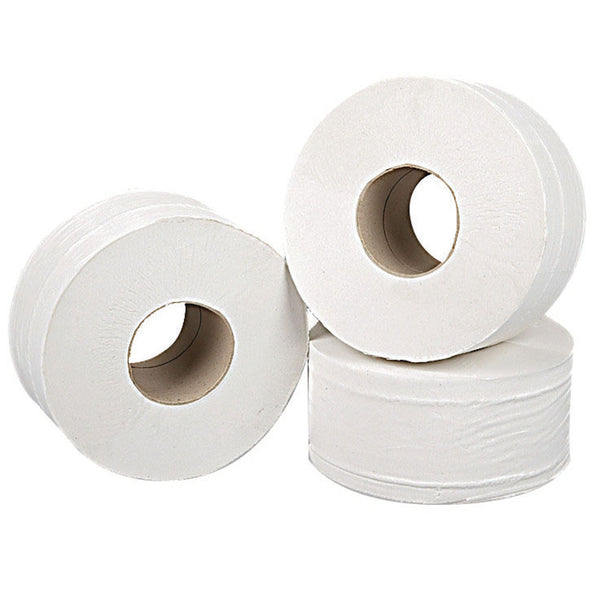 2WORK Mini Jumbo Toilet Roll 2-ply White 92mmx200m Core 76mm  (Pack of 12)