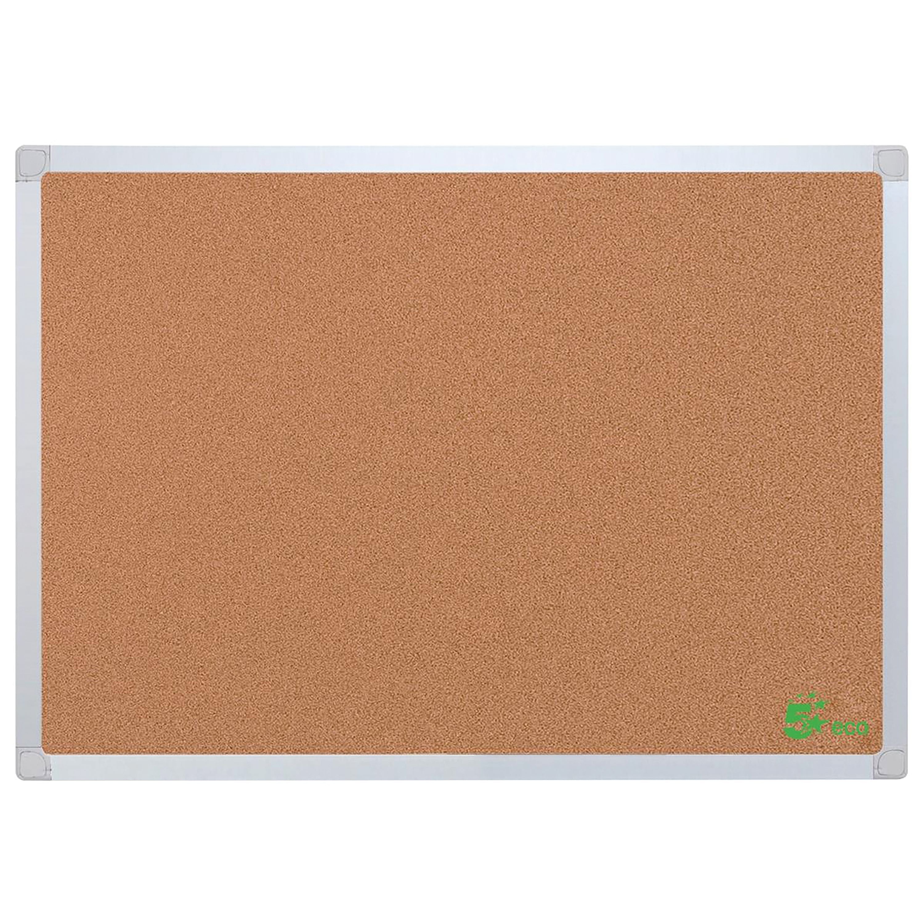 5 Star Office Cork Board With Wall Fixing Kit Aluminium Frame 1200x900mm