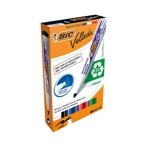 Bic Velleda 1701 Whiteboard Marker Assorted – (Pack of 4)