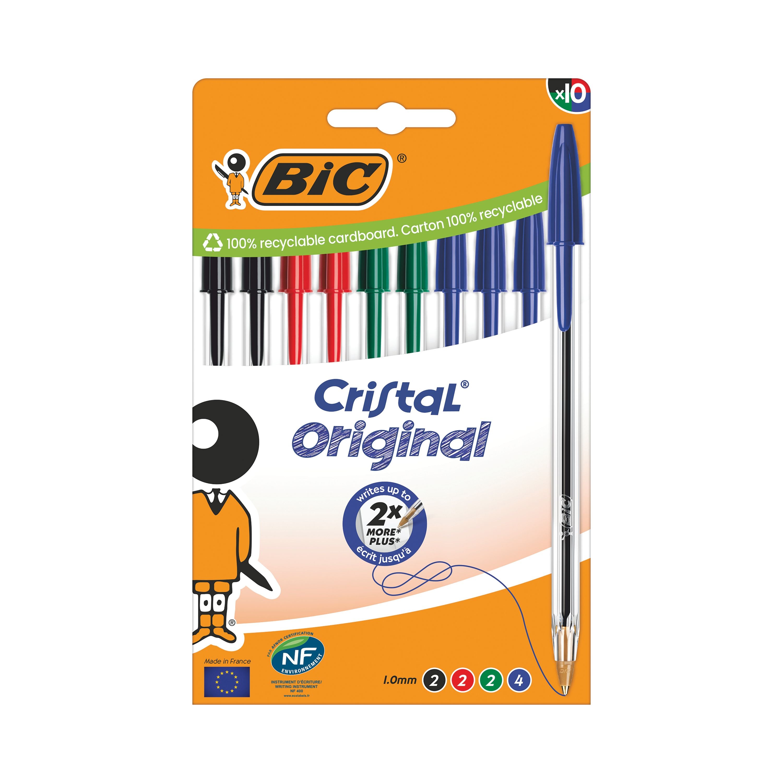 Bic Cristal Ballpoint Pen Medium Assorted – (Pack of 10)