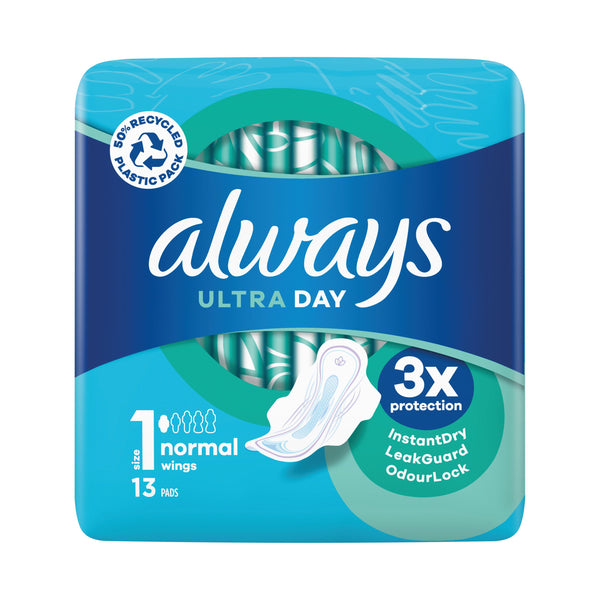 Always Ultra Day Sanitary Pads Normal With Wings Size 1 Packet X13 Pads (pack Of 16) C005790