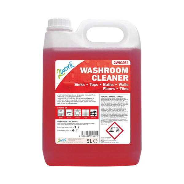 2work Washroom Cleaner Concentrate Odourless 5 Litre 2w03981
