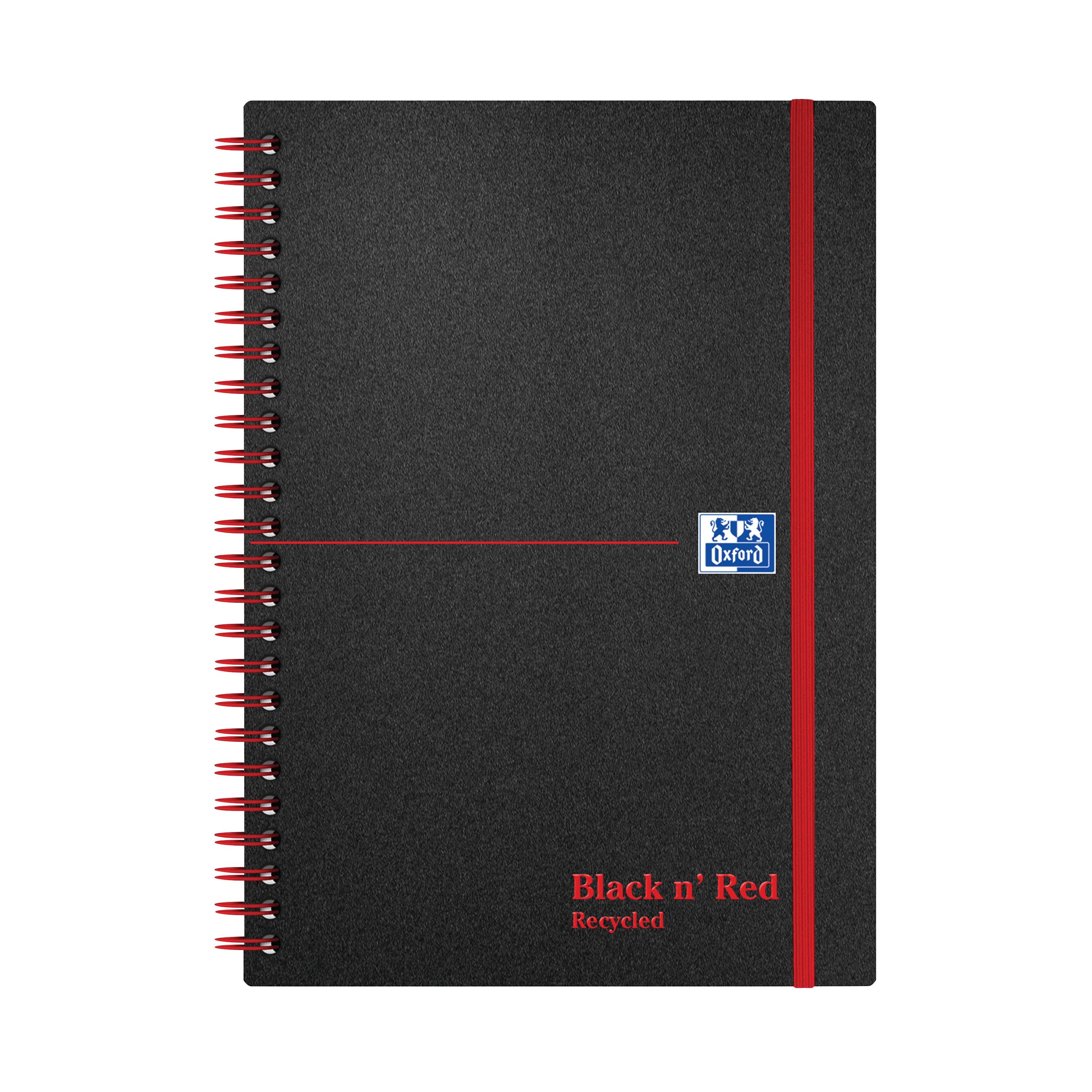 Black N Red Wirebound Recycled Polypropylene Notebook 140 Pages A5 – (Pack of 5)