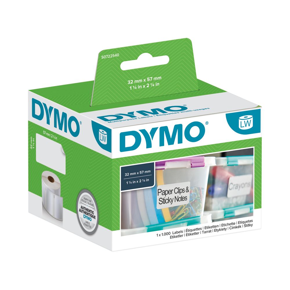 Dymo 11354 Labelwriter Labels 57mmx32mm White (pack Of 1000) S0722540