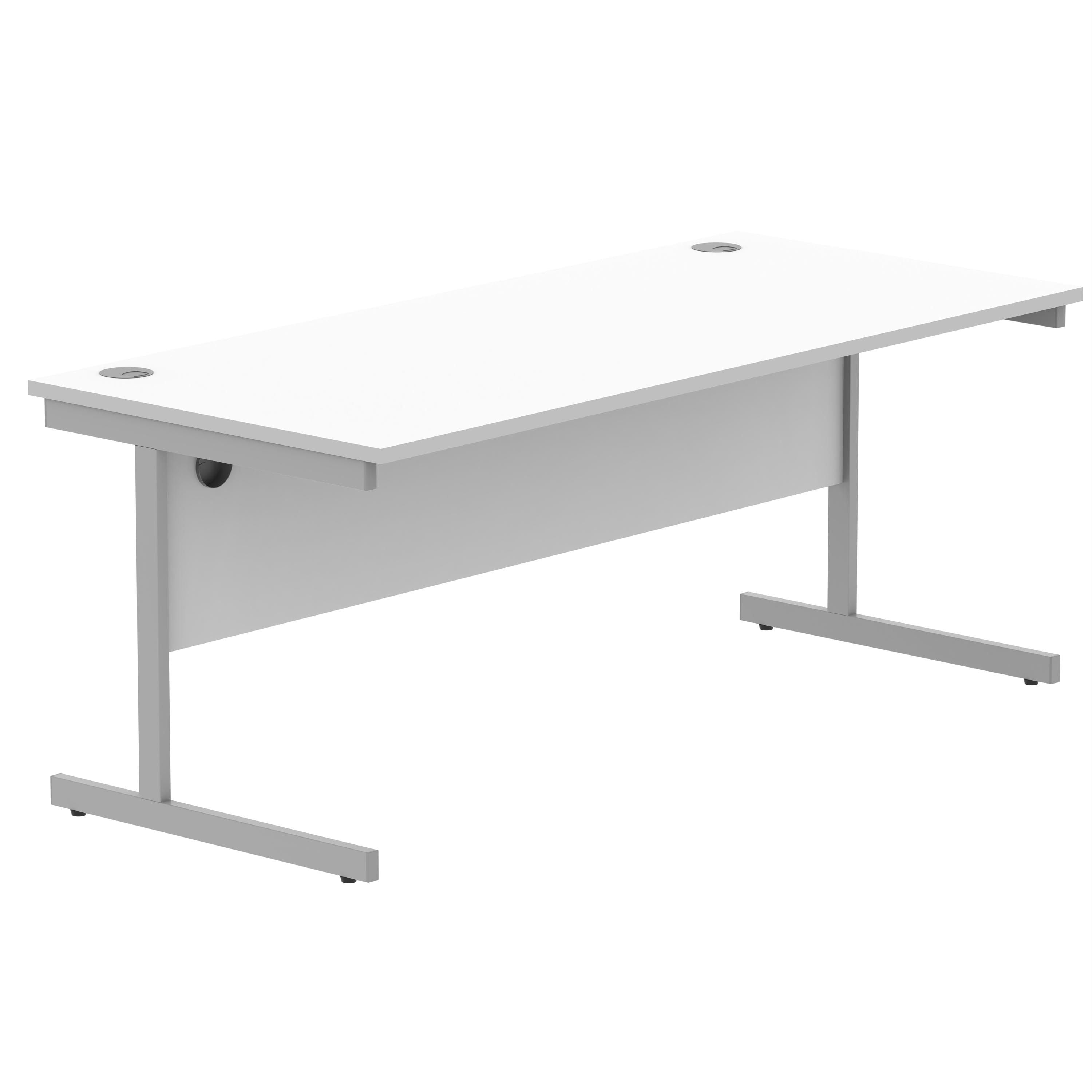 Astin Rectangular Single Upright Cantilever Desk 1800x800x730mm White/silver Kf800042