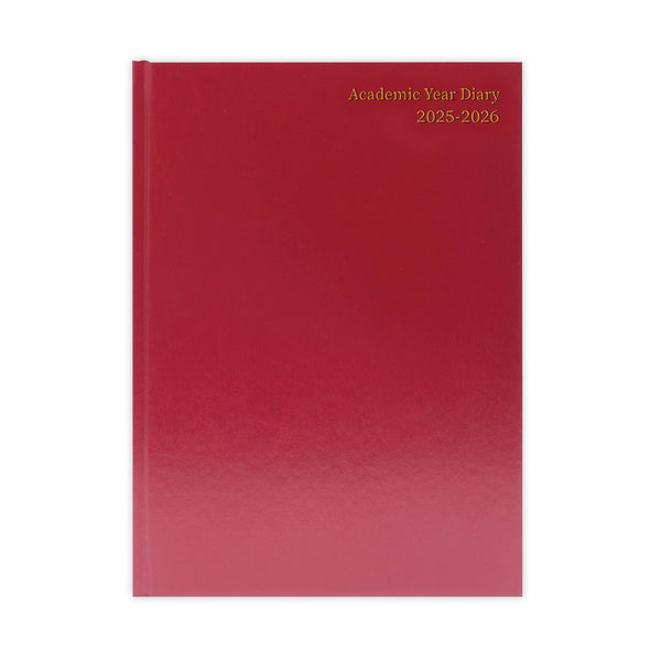 5 Star Academic Diary Day Per Page A4 Burgundy 2025-2026 Kf1a4abg25