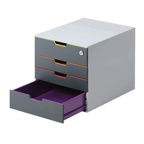 Durable Varicolor Safe 4 Drawer Lockable Gdpr Colour Coded Desktop Storage A4 760627