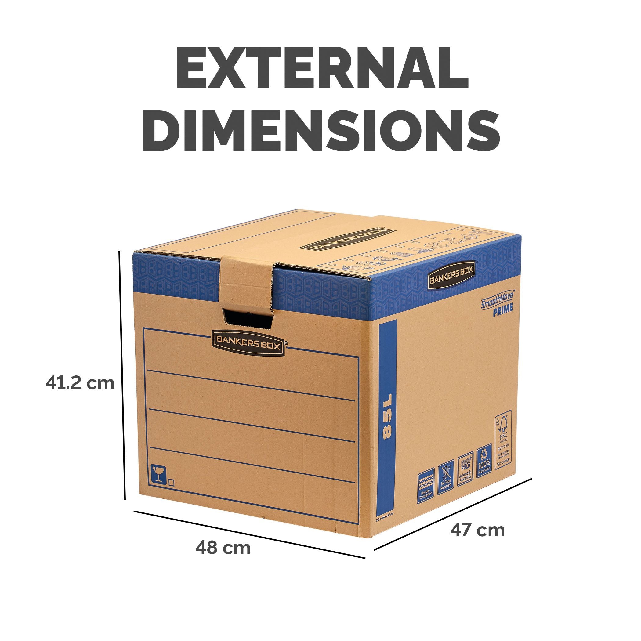 Bankers Box Smoothmove Fastfold Removal Box Large 85 Litre Brown/Blue – (Pack of 5)