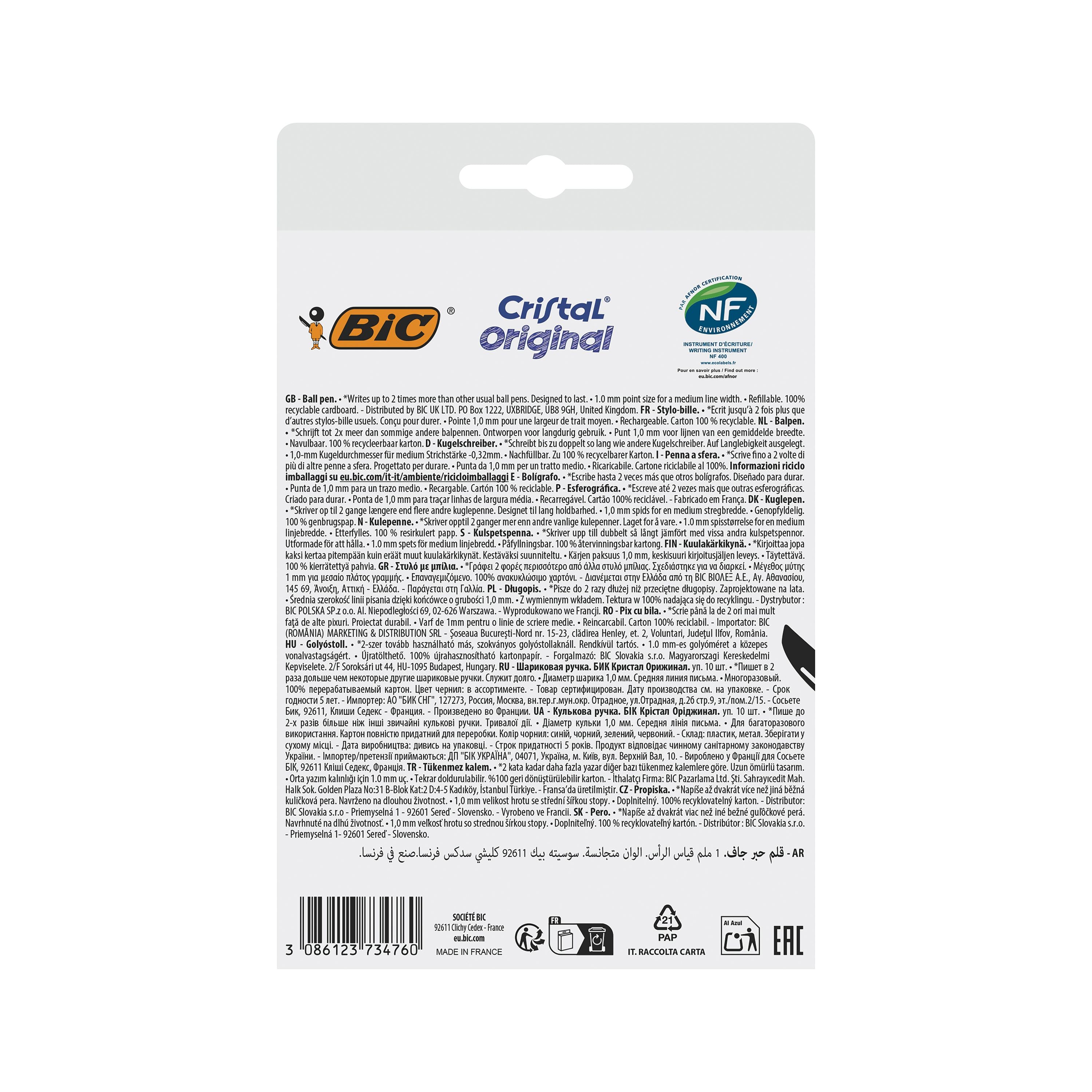 Bic Cristal Ballpoint Pen Medium Assorted – (Pack of 10)