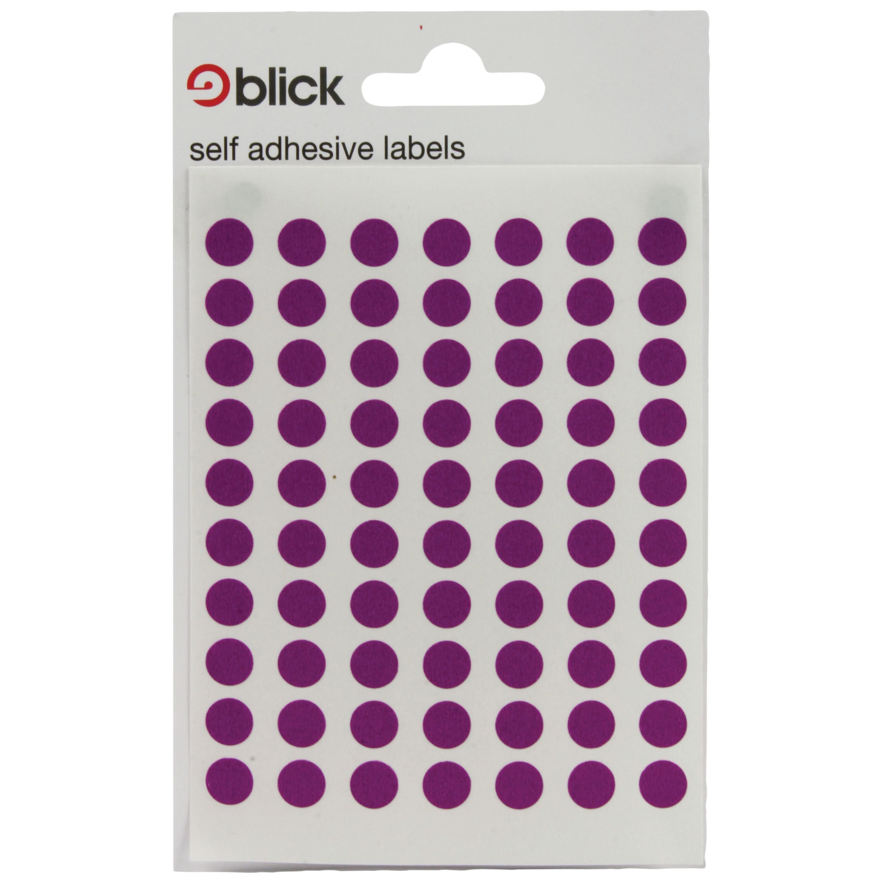 Blick Coloured Labels In Bags Round 8mm Dia 490 Per Bag Purple – (Pack of 9800)