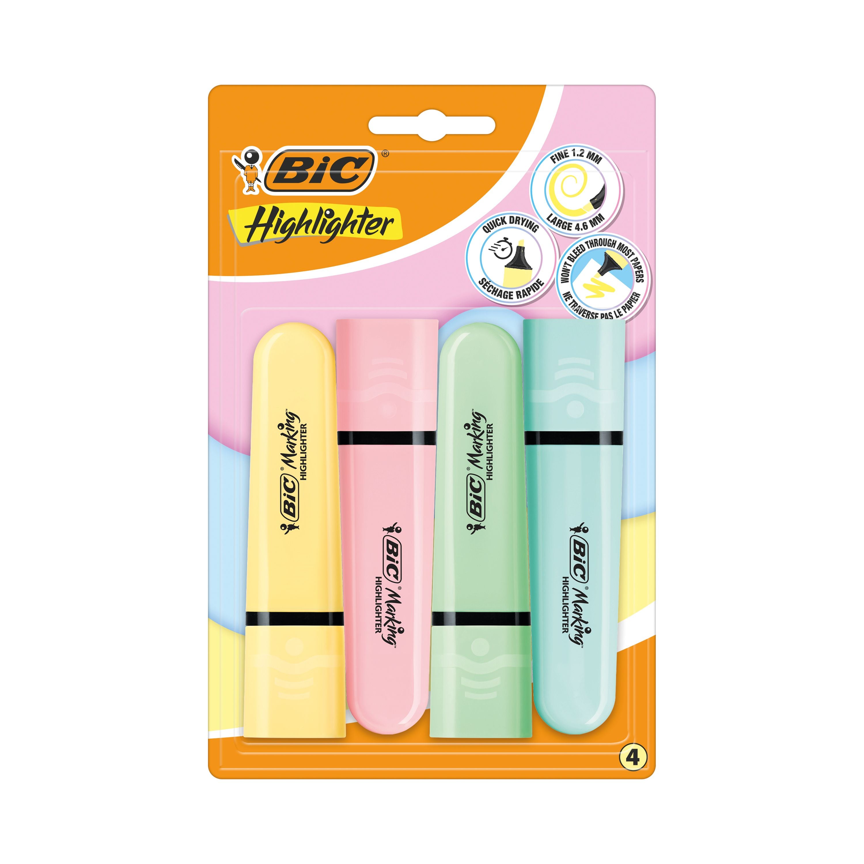 Bic Tank Highlighters Pastel Assorted – (Pack of 4)