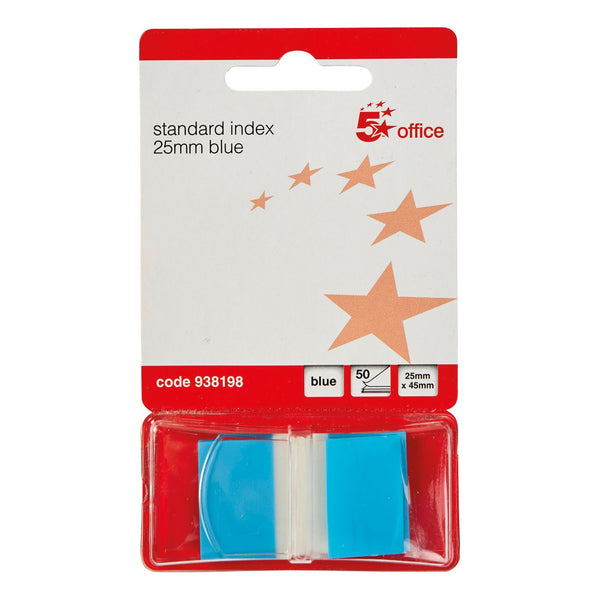 5 Star Office Standard Index Flags 25x45mm Blue - (Pack of 5)