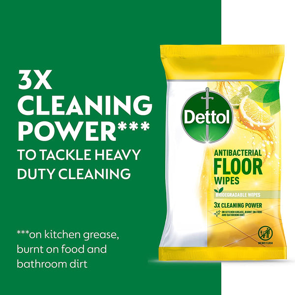 Dettol Floor Wipes Biodegradable Citrus (pack Of 10) 3213958-s