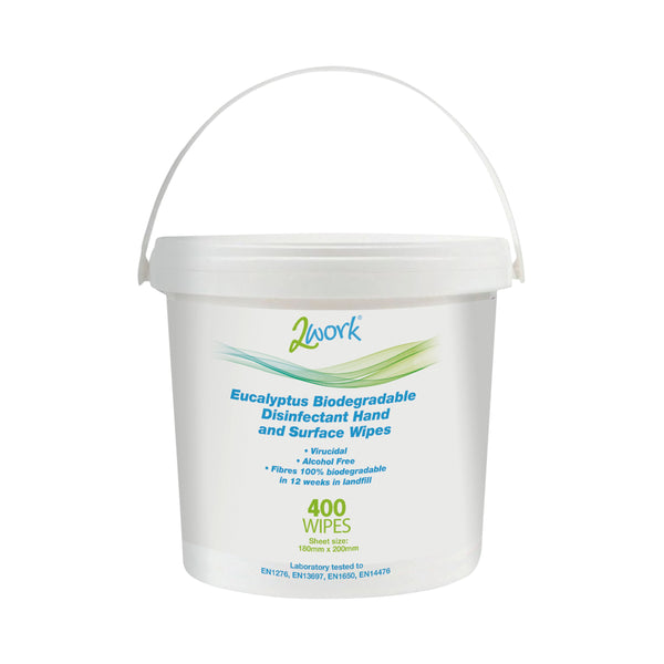 2work Biodegradable Eucalyptus Wipes (pack Of 400) 2w09162