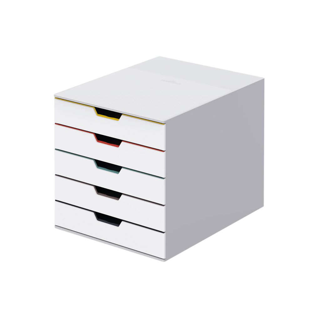 Durable Varicolor Desktop Organiser 5 Drawer Colour Coded Modular Storage A4 762527