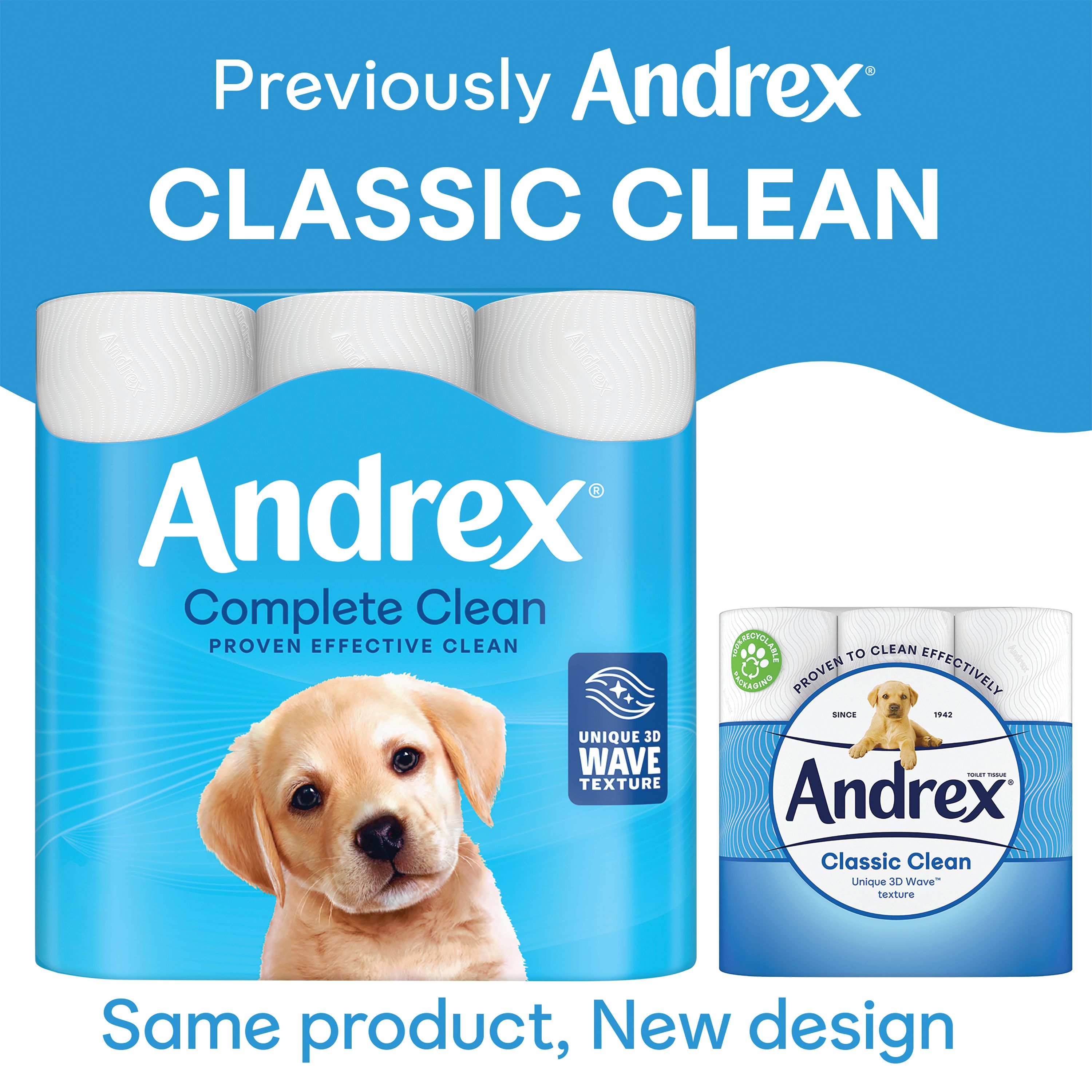 Andrex Complete Clean Toilet Roll 2-ply 190 Sheets Per Roll – (Pack of 9)