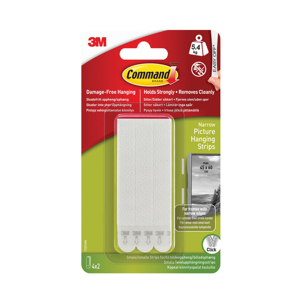 Command Narrow Picture Hanging Strips White – (Pack of 4)