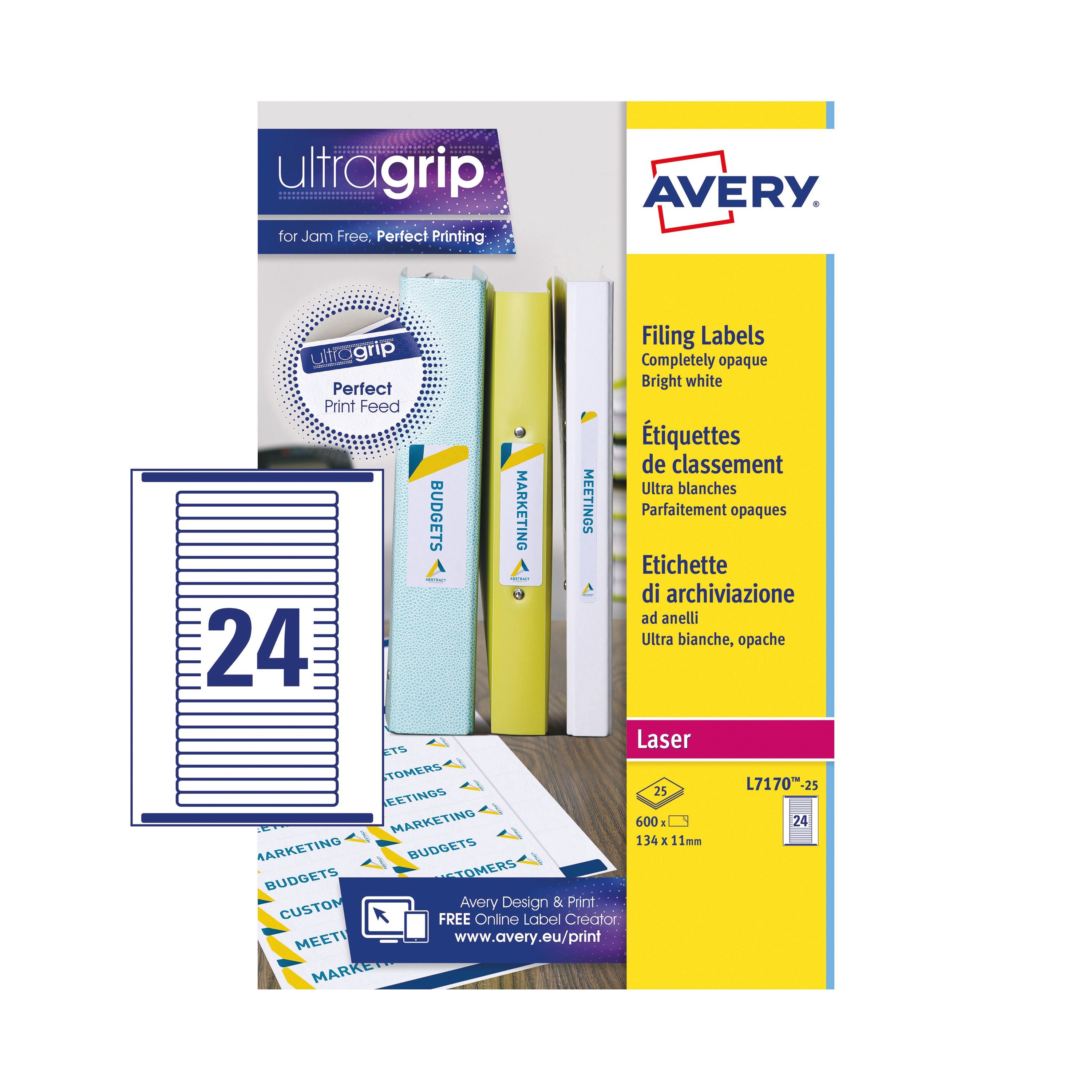 Avery Laser Eurofolio Label 134x11mm White L7170 – (Pack of 600)