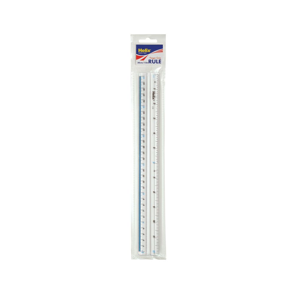 Helix Shatter Resistant Fingergrip Ruler 30cm – (Pack of 10)