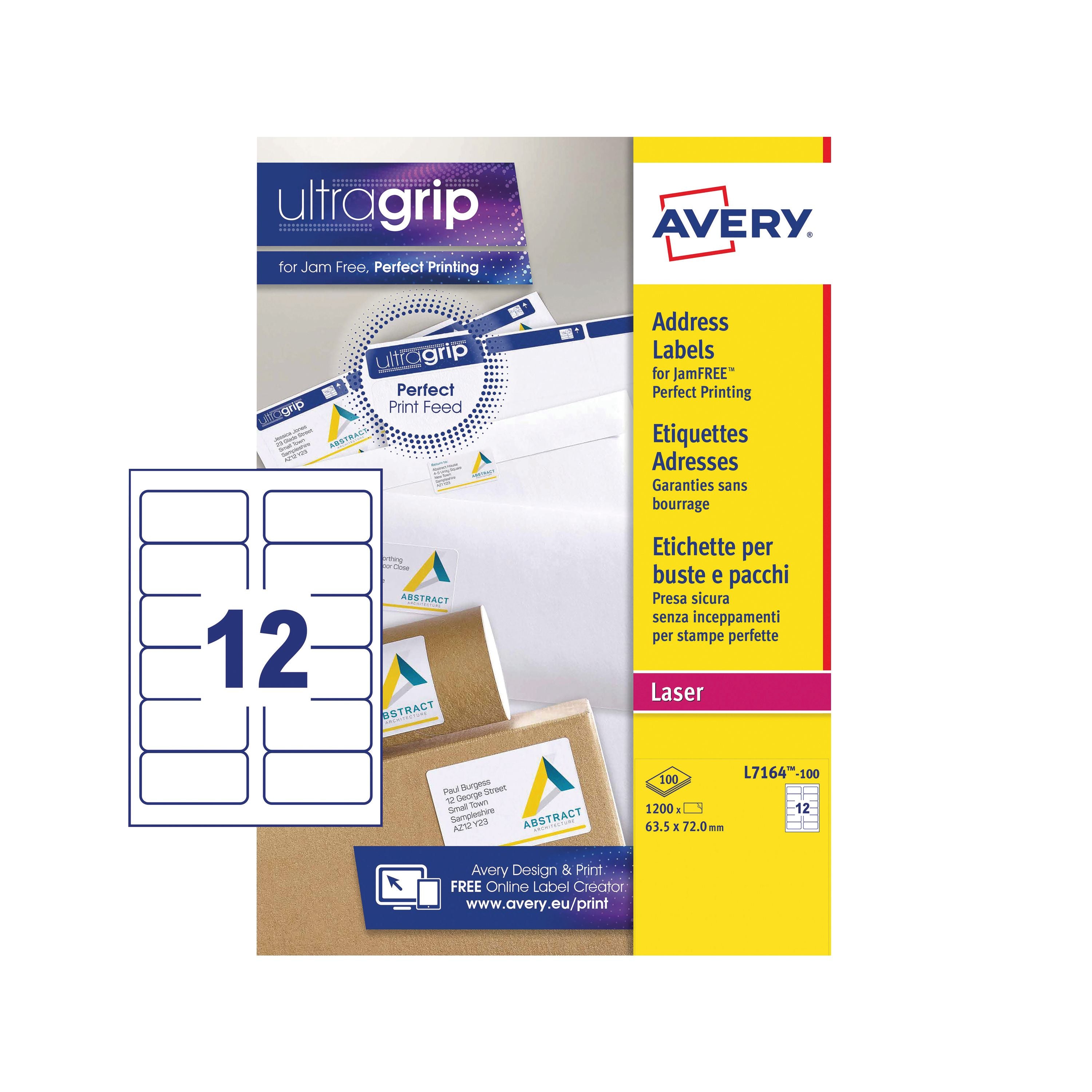 Avery Ultragrip Laser Labels 63.5x72mm White – (Pack of 1200)