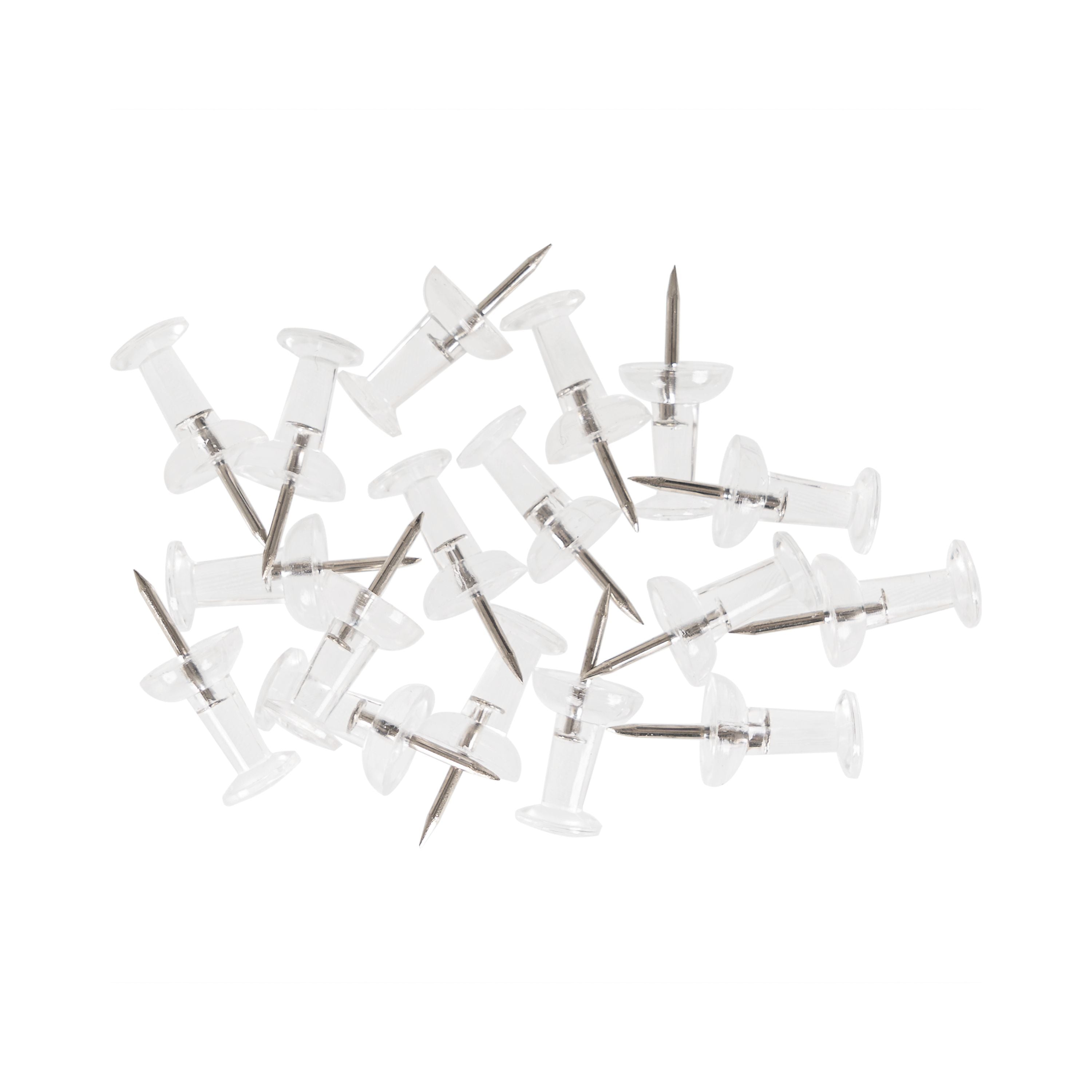 Bi-office Push Pins Clear/Transparent – (Pack of 25)