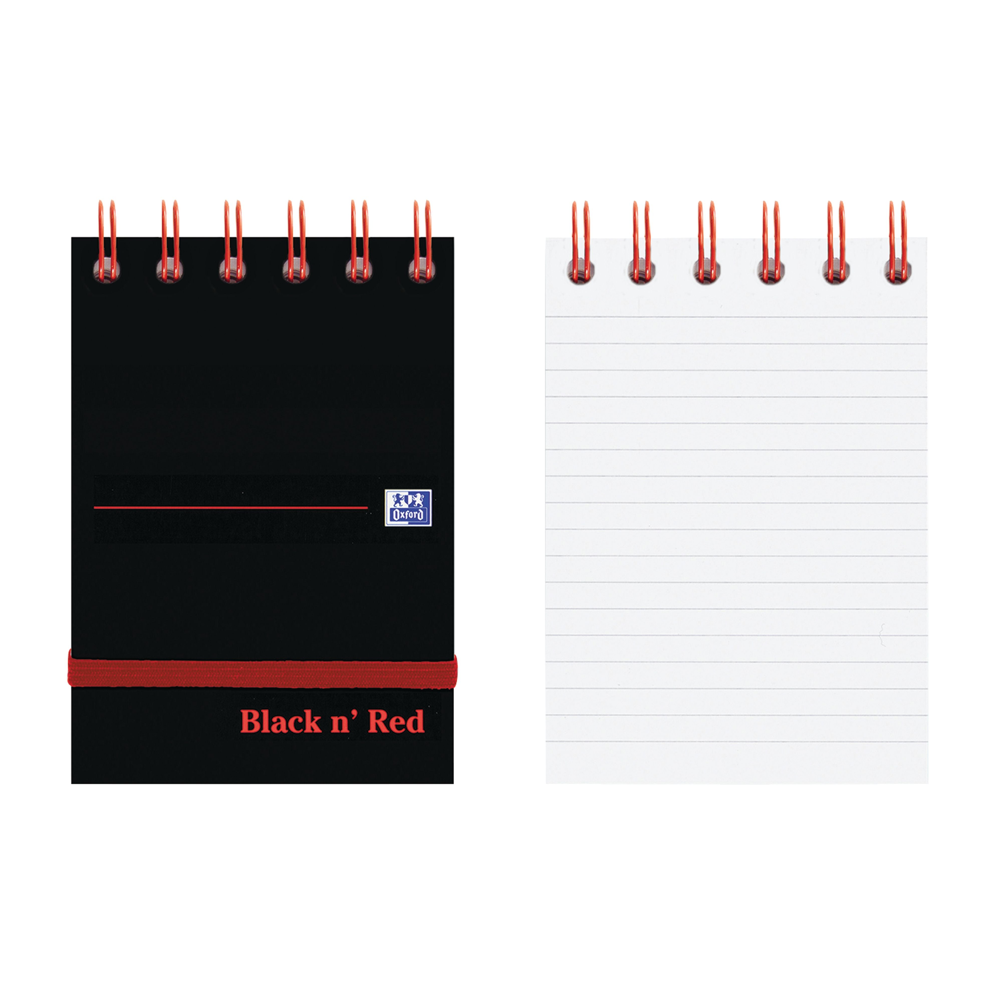 Black N Red Wirebound Ruled Elasticated Notepad 140 Pages A7 – (Pack of 5)