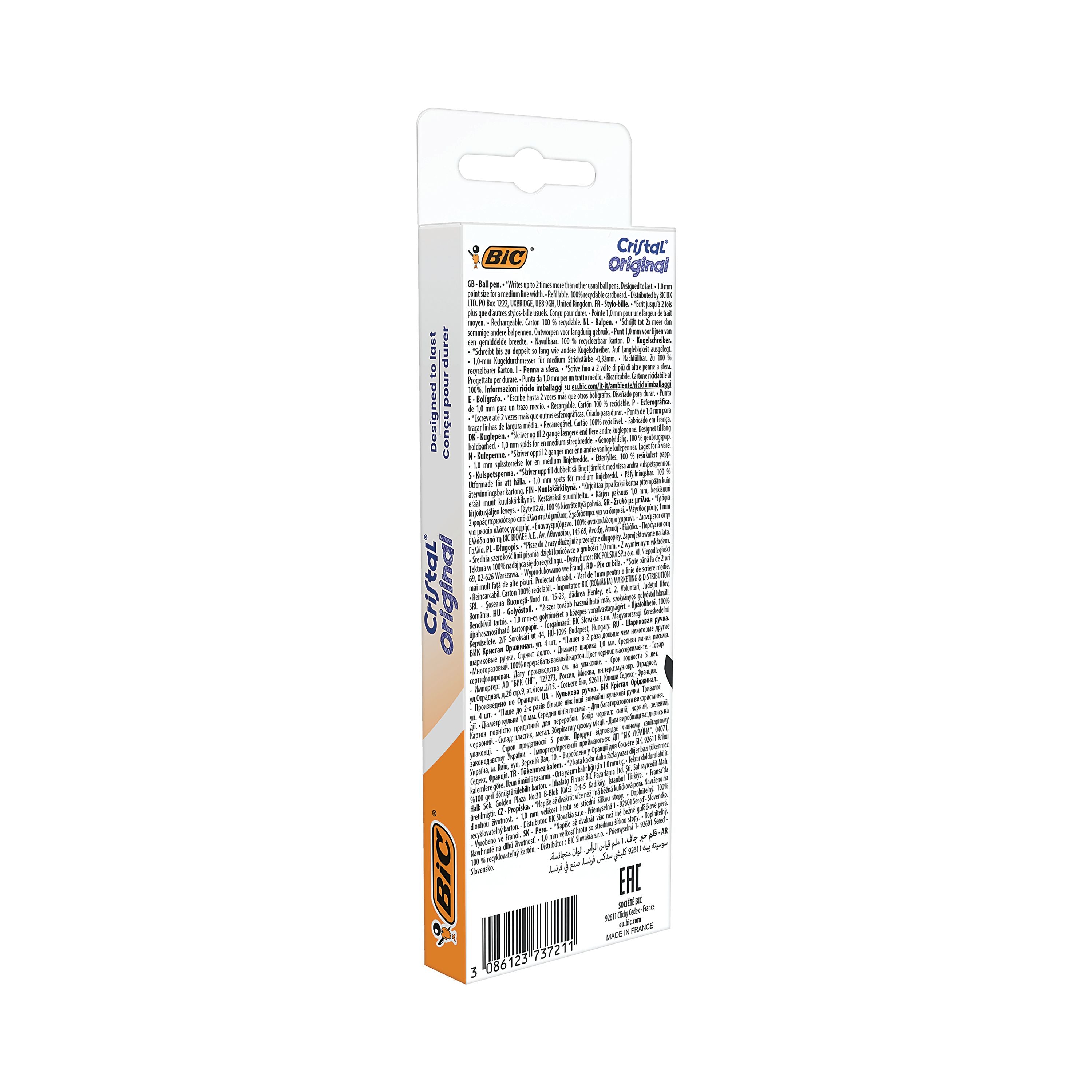 Bic Cristal Ballpoint Pen Medium Assorted – (Pack of 4)