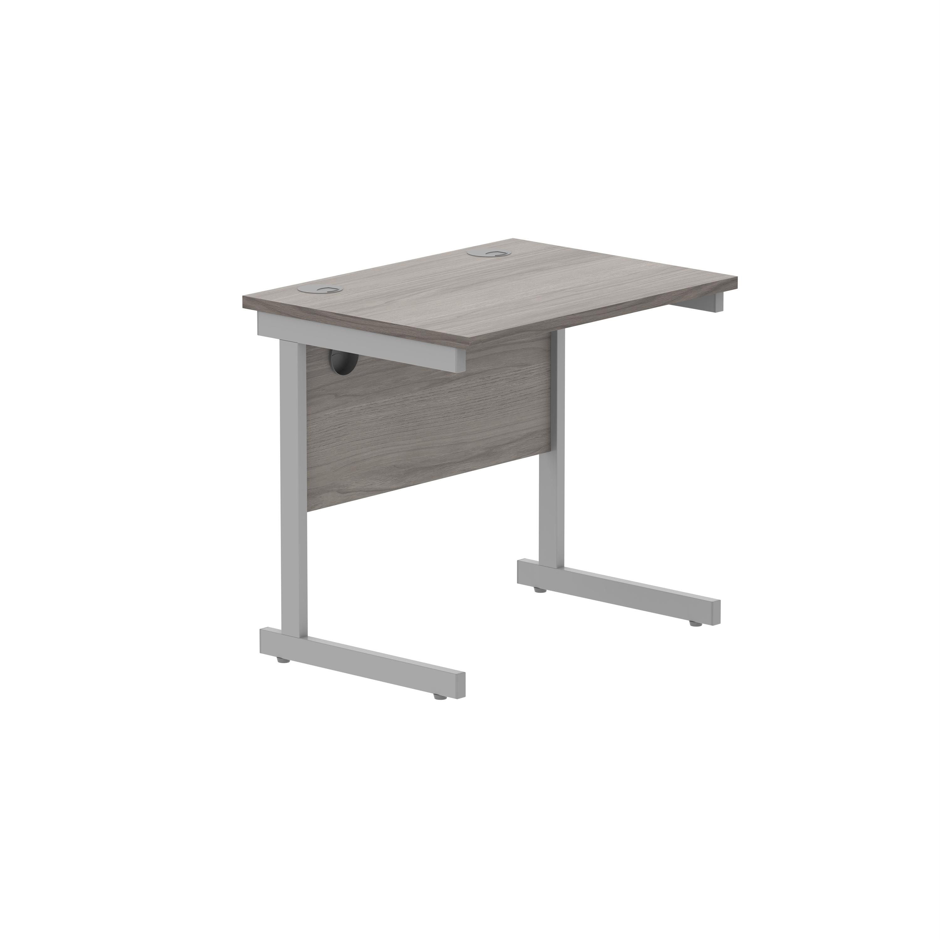 Astin Rectangular Single Upright Cantilever Desk 800x600x730mm Grey Oak/silver Kf800045