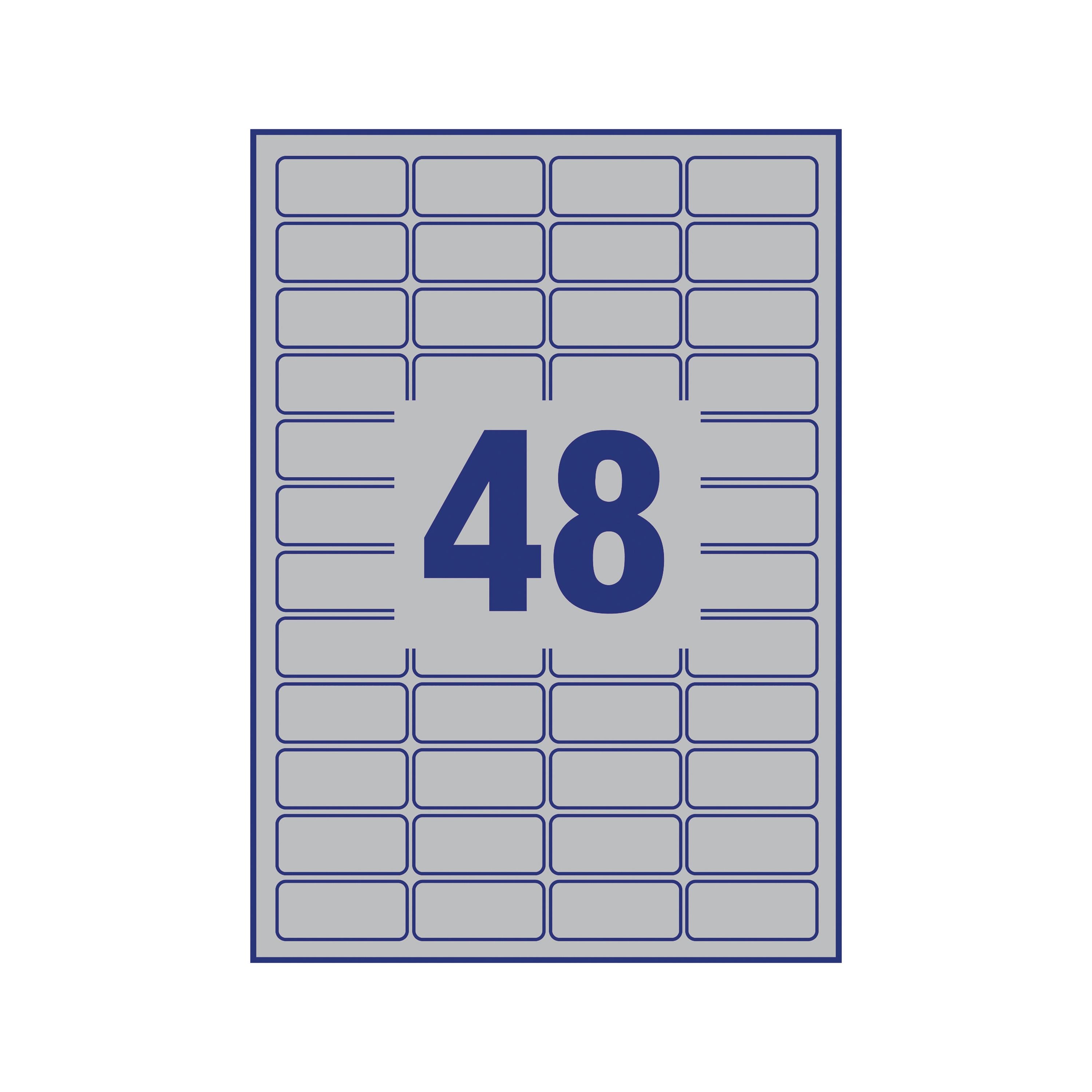 Avery Laser Label Heavy Duty 48 Per Sheet Silver L6009-20 – (Pack of 960)