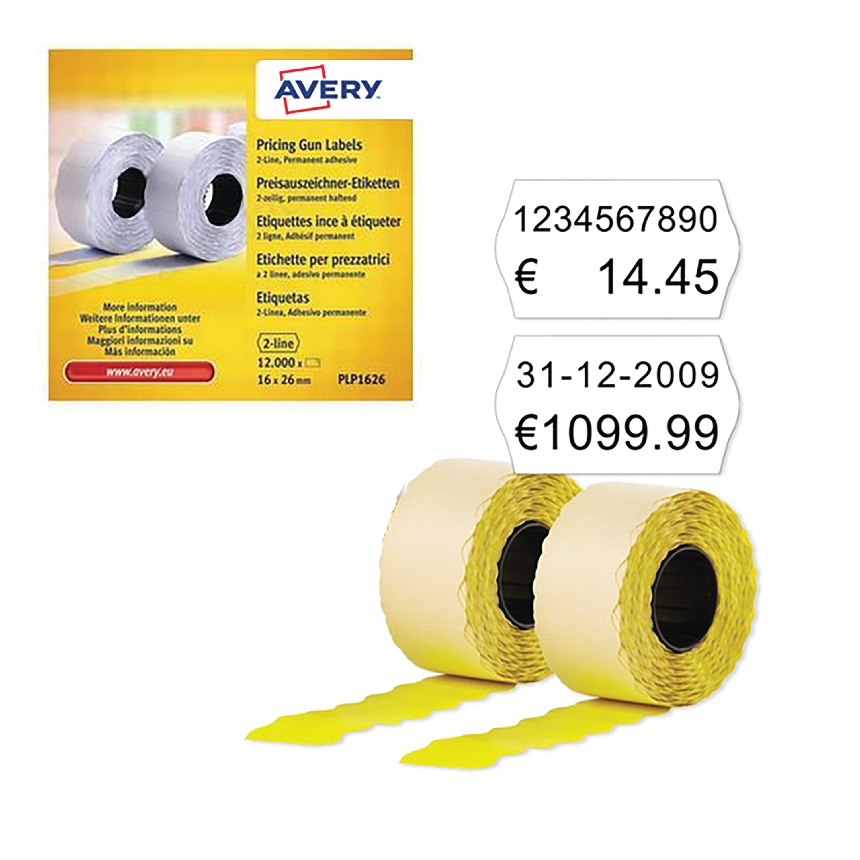 Avery Dennison 2-line Permanent Label 16x26mm White – (Pack of 12000)