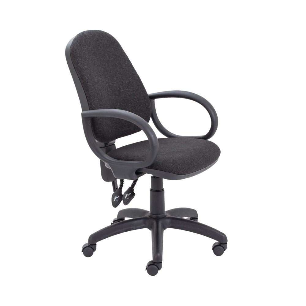 First High Back Operator Chair With Fixed Arms 640x640x985-1175mm Charcoal Kf839242