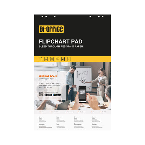 Bi-office Flipchart Pad Plain 20 Sheets 55gsm Paper Euro – (Pack of 5)