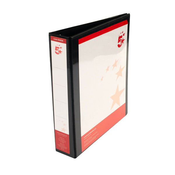 5 Star Office A4 Presentation Ring Binder Polypropylene 38mm 4d-ring Black  (Pack of 10)
