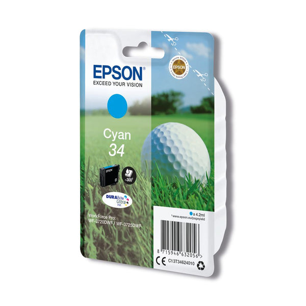 Epson 34 Golf Ball Durabrite Ultra Ink Cartridge Cyan C13t34624010