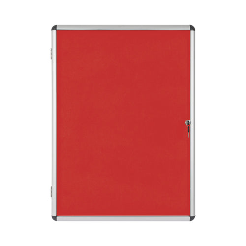 Bi-office Enclore Display Case Red Felt Acrylic Aluminium Frame 9xa4 Vt630105150
