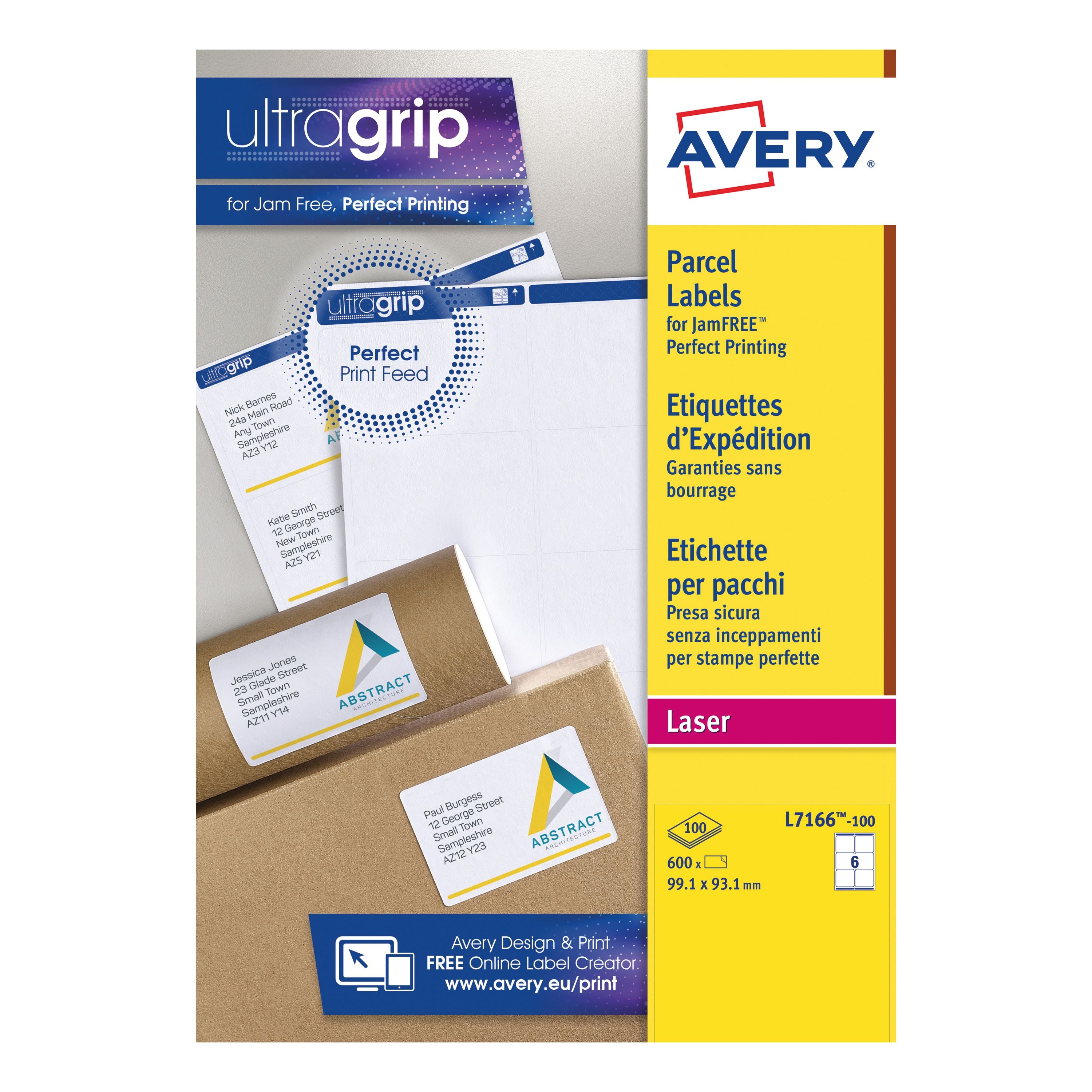 Avery Ultragrip Laser Labels 99.1x93.1mm White – (Pack of 600)