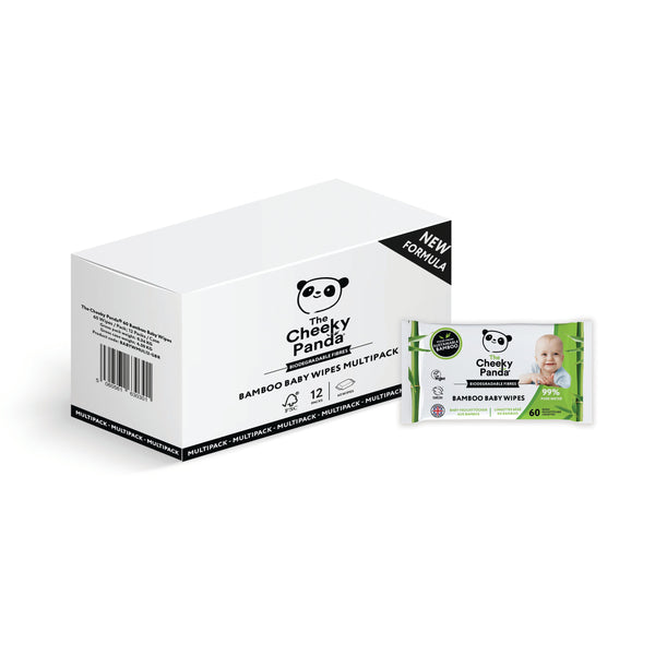 Cheeky Panda Biodegradable Bamboo Baby Wipes (pack Of 60) Wipes (pack Of 12) Babyw-gbr