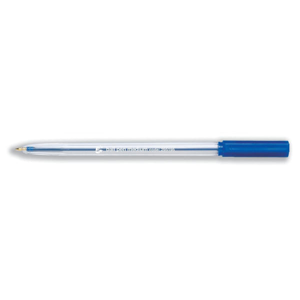 5 Star Office Ball Pen Clear Barrel Medium 1.0mm Tip 0.7mm Line Blue  (Pack of 50)