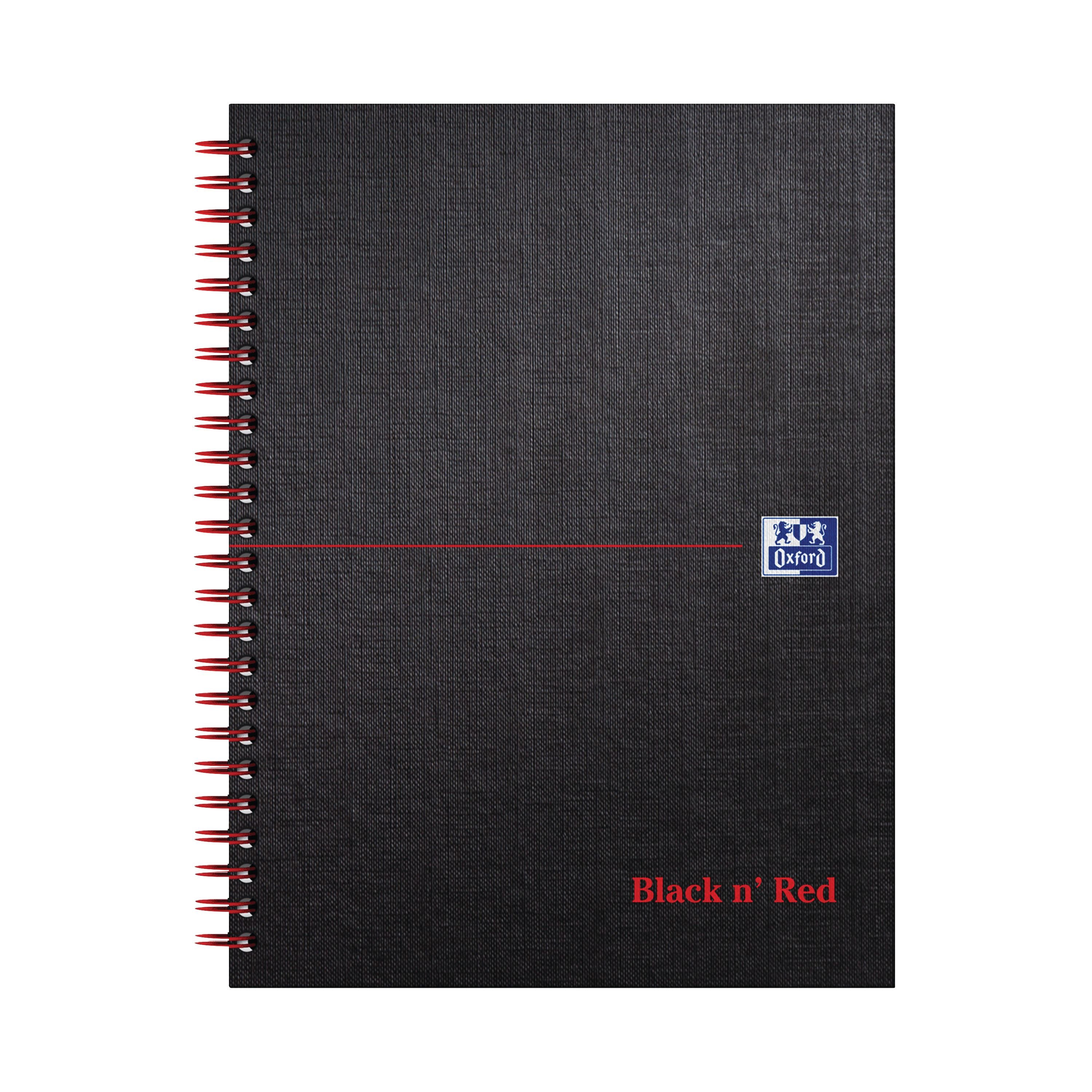 Black N Red Wirebound Ruled Margin Hardback Notebook 140 Pages A5 – (Pack of 5)