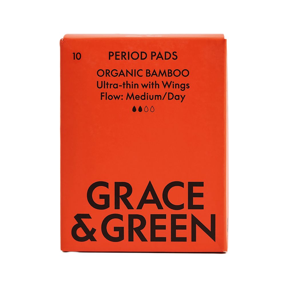 Grace And Green Organic Cotton Bamboo Medium Period Pads  (Pack of 10)